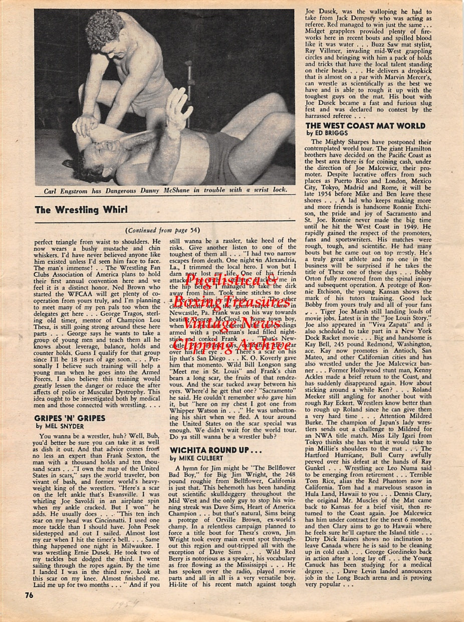 Wrestling News Clipping #43 - Carl Engstrom vs. Danny McShane