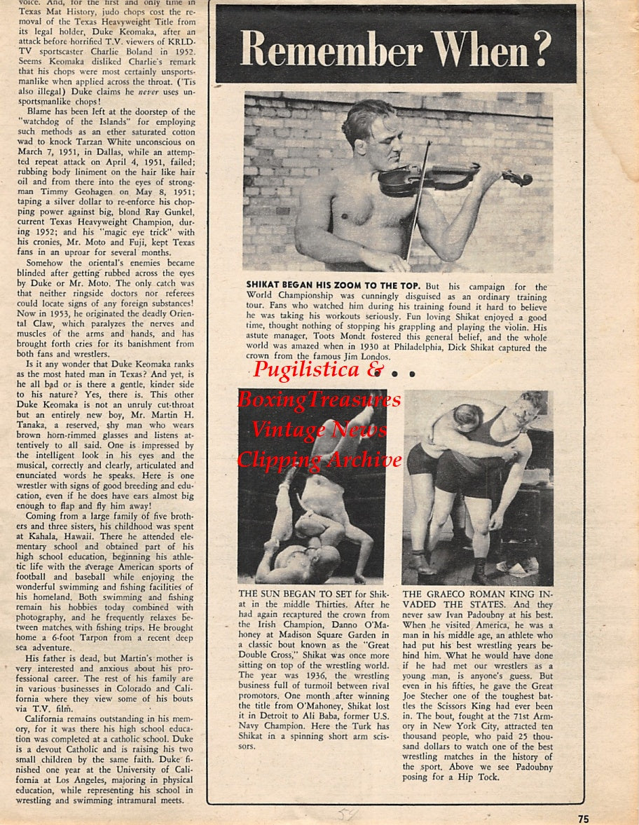 Wrestling News Clipping #80 - Dick Shikat, Ali Baba, Ivan Padoubny