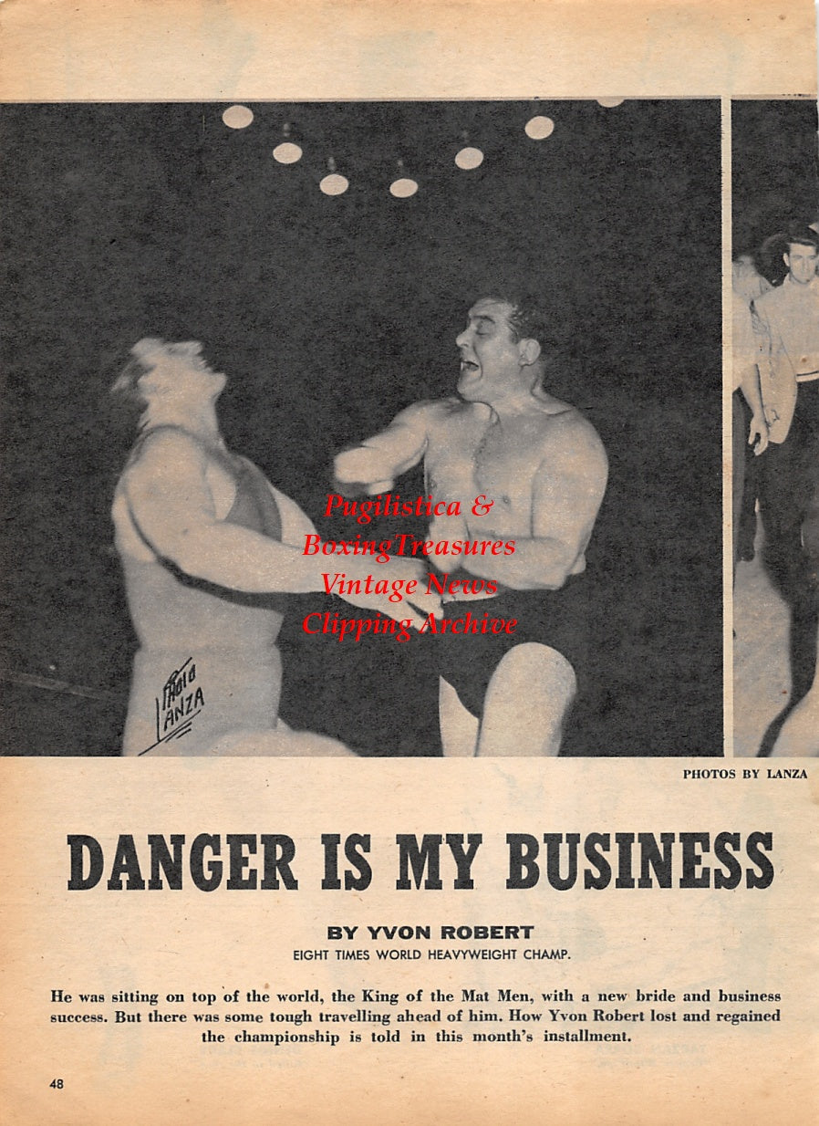 Wrestling News Clipping #21 - Yvon Robert, Danny McShane, Yukon Eric, Tarzan Zorra, Dennis Clary