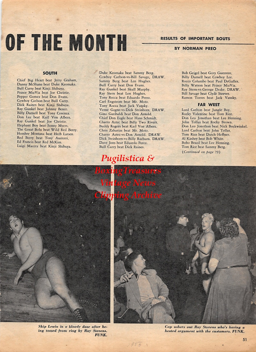 Wrestling News Clipping #23 - Joe Louis as wrestler, Dr. Jerry, Skip Lewin, Ray Stevens