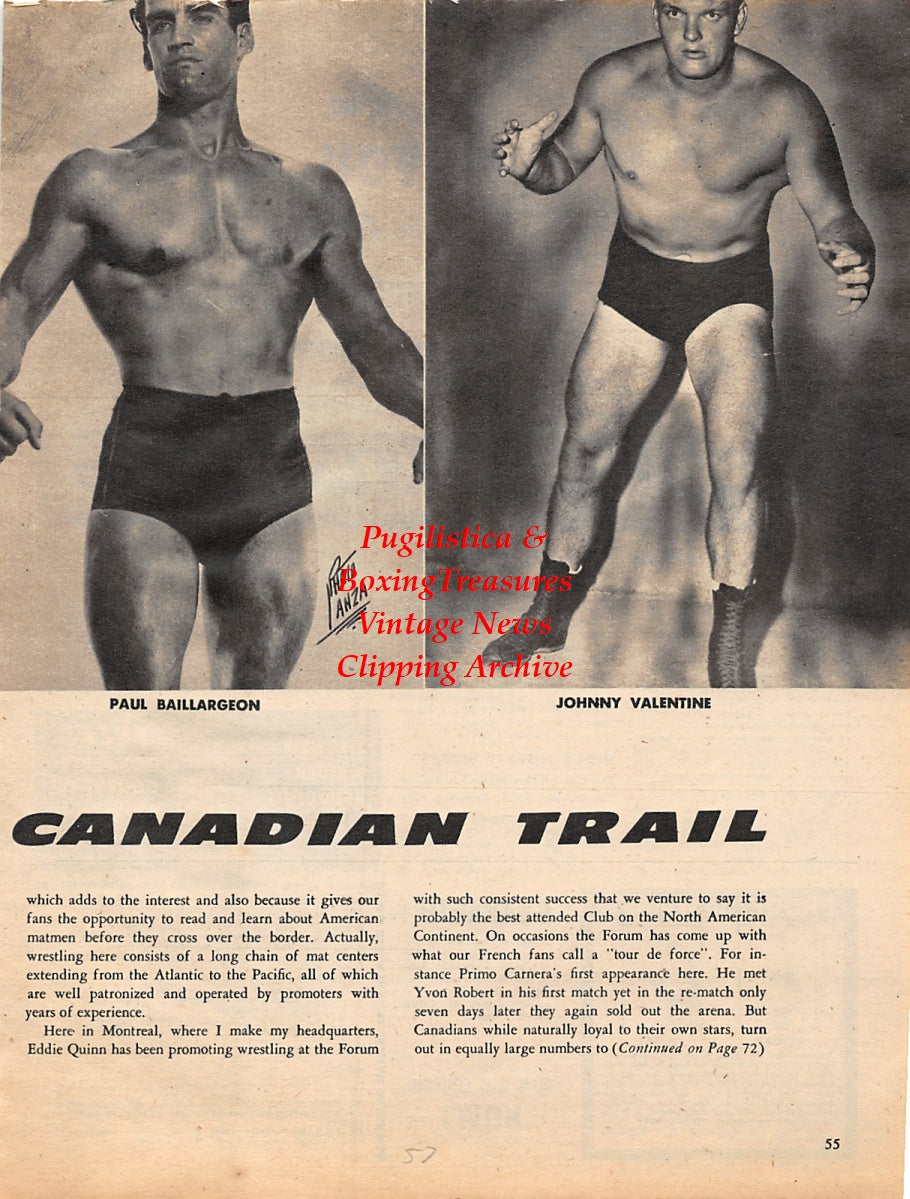 Wrestling News Clipping #88 - Paul Baillargeon, Johnny Valentine