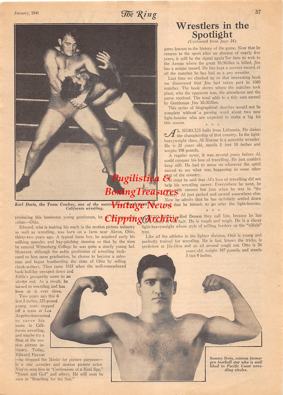 Wrestling News Clipping #173 - Karl Davis, Sammy Stein, Man Mountain Dean, Ed Don George