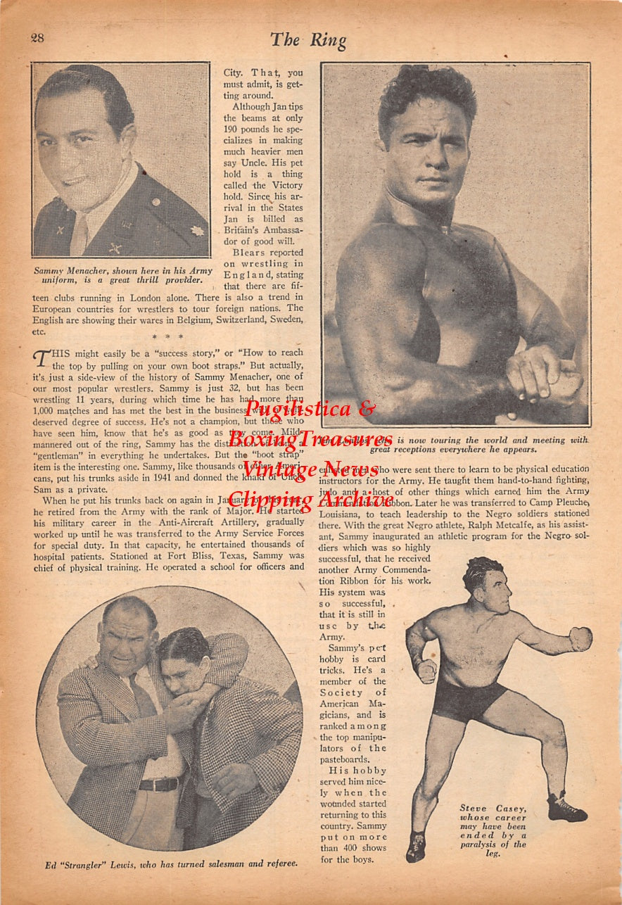 Wrestling News Clipping #241 - Sammy Menacher, Jim Londos, Ed Strangler Lewis, Steve Casey, Sandor Szabo, Ray Steele, Lou Thesz