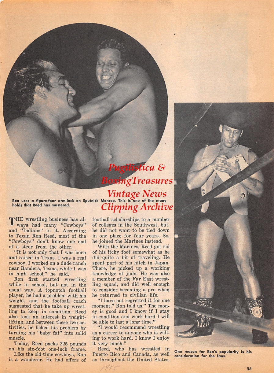 Wrestling News Clipping #169 - Cowboy Ron Reed, Sputnick Monroe, The Mummy