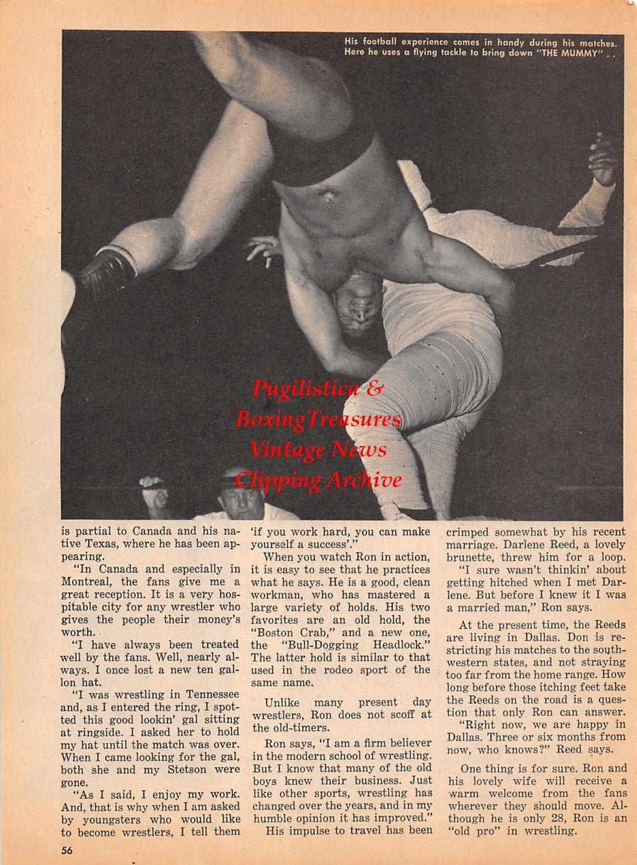 Wrestling News Clipping #169 - Cowboy Ron Reed, Sputnick Monroe, The Mummy