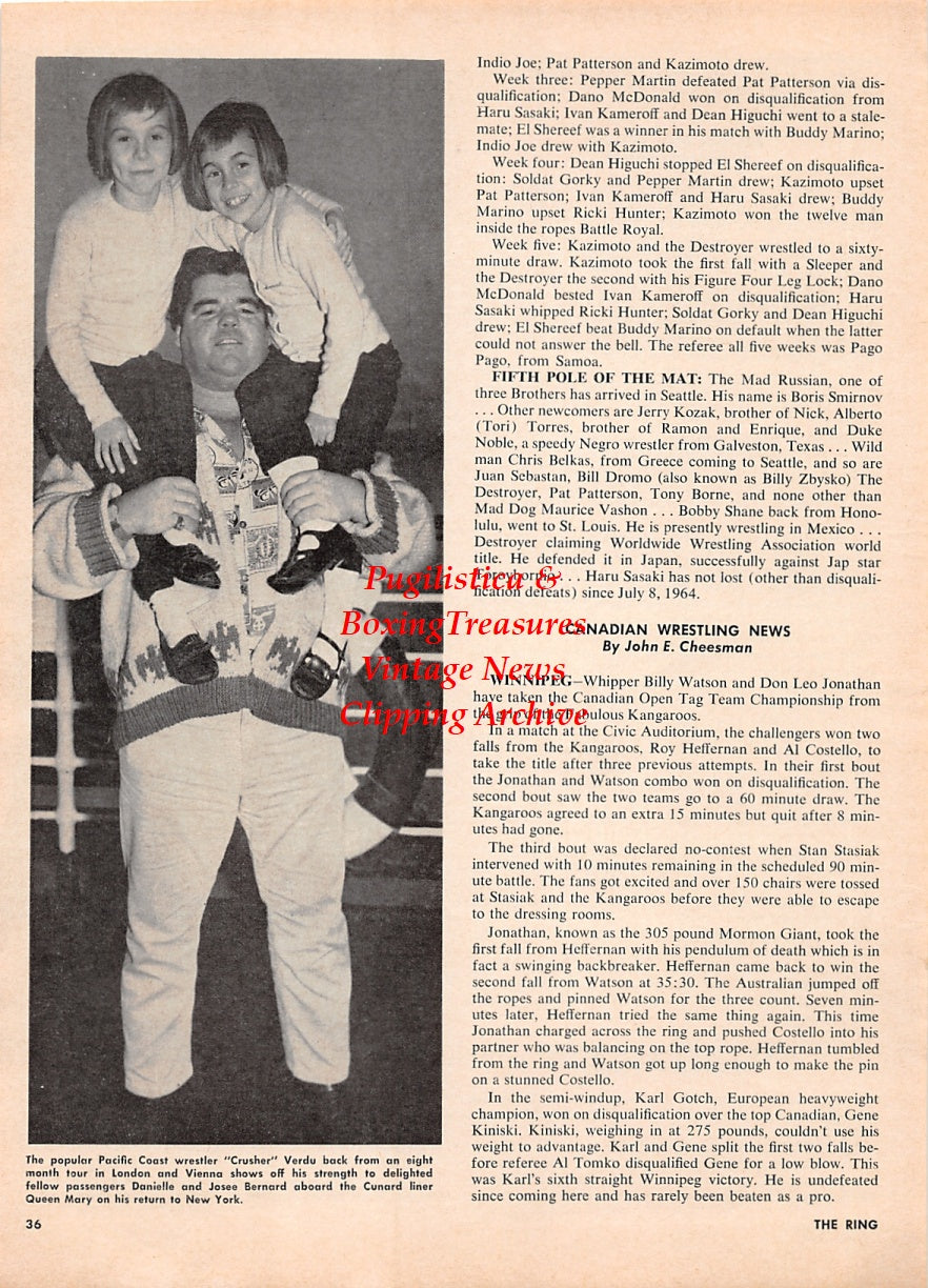 Wrestling News Clipping #178 - Lina Magnani, Crusher Verdu