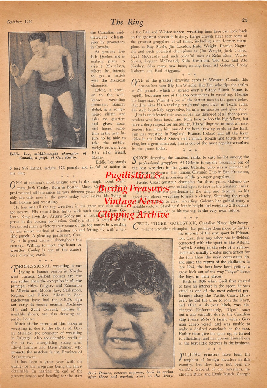 Wrestling News Clipping #235 - Charles Cutler, Joe Stecher, Eddie Lee, Dick Raines