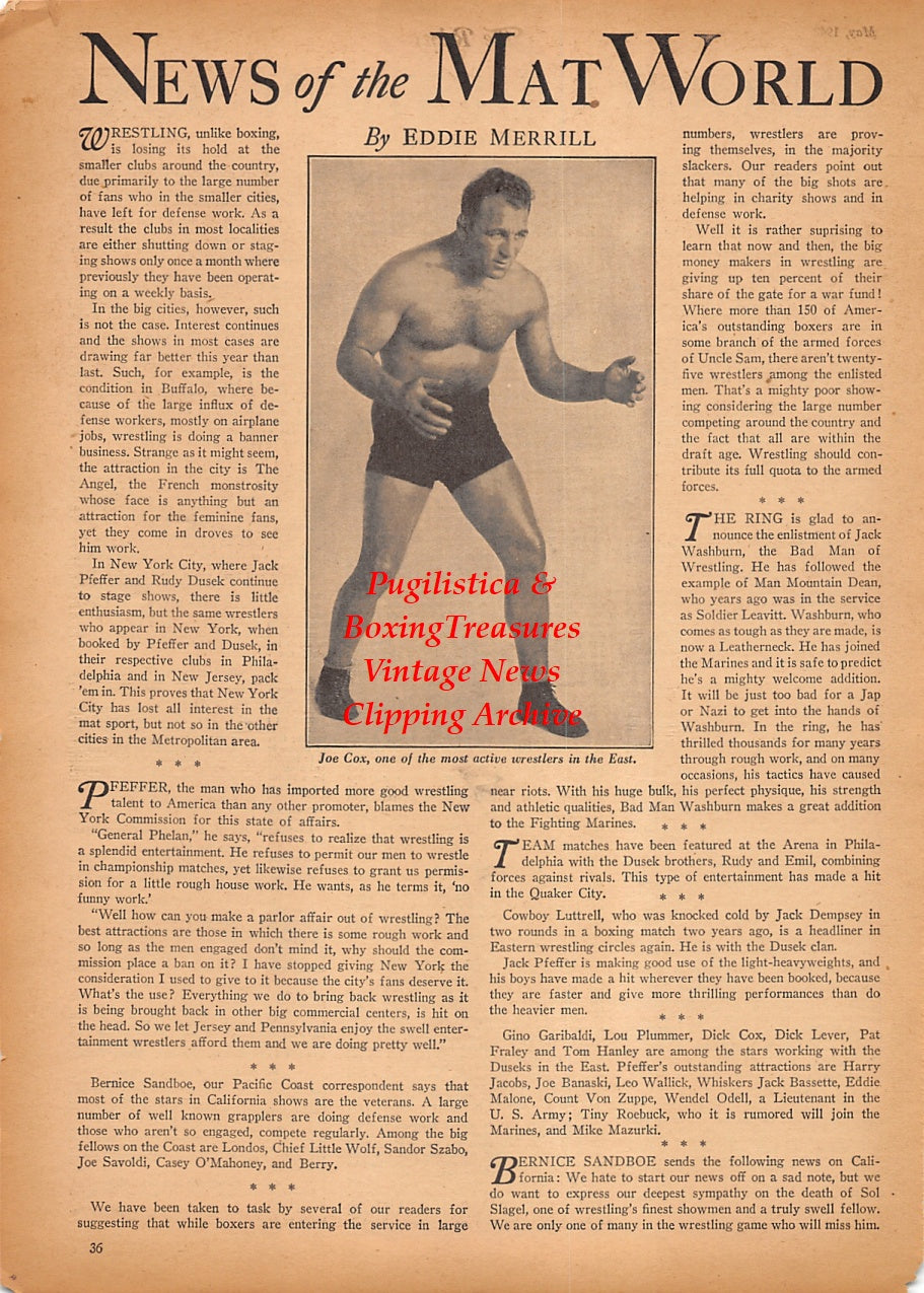 Wrestling News Clipping #218 - Joe Cox