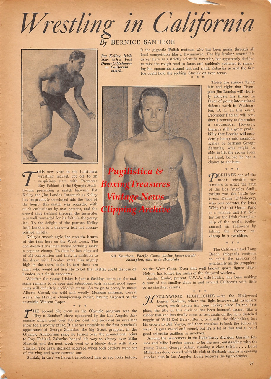 Wrestling News Clipping #221 - Pat Kelley, Gil Knudson, Joe Banaski, Jim McMillan, Steve Casey