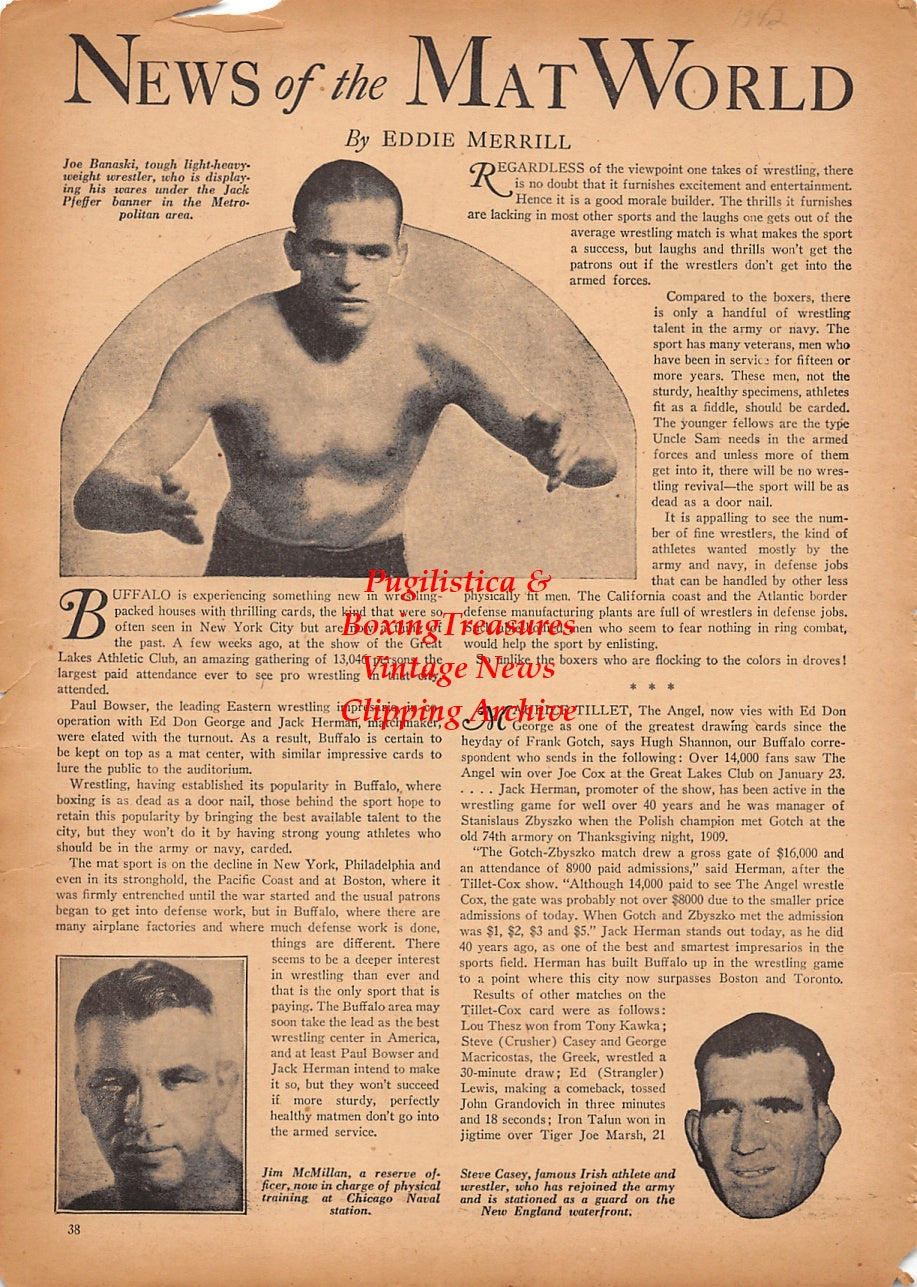 Wrestling News Clipping #221 - Pat Kelley, Gil Knudson, Joe Banaski, Jim McMillan, Steve Casey
