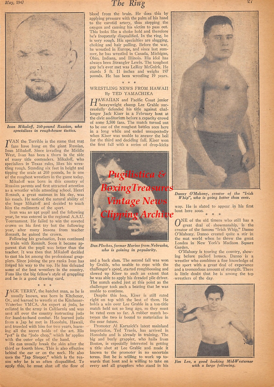 Wrestling News Clipping #226 - Ivan Mikaloff, Dan Pleches, Danny O'Mahony, Jim Lee