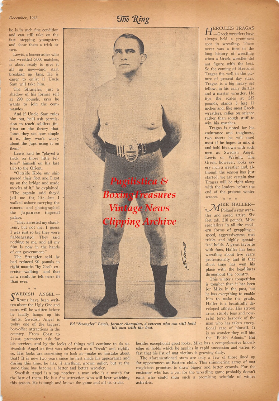 Wrestling News Clipping #213 - Ed Strangler Lewis, Don Blackman, Don Lence