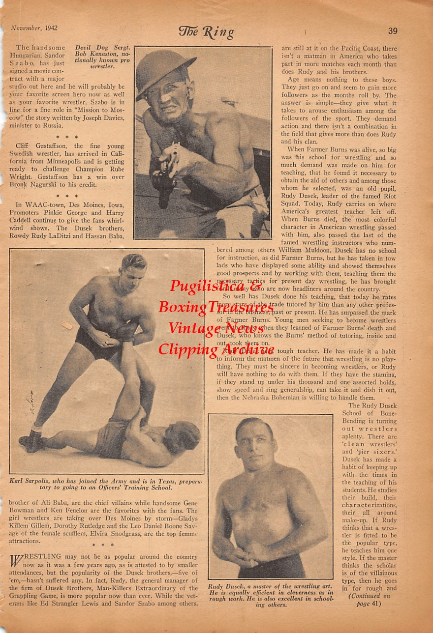 Wrestling News Clipping #211 - Rudy Dusek, Karl Sarpolis, Bob Kenaston