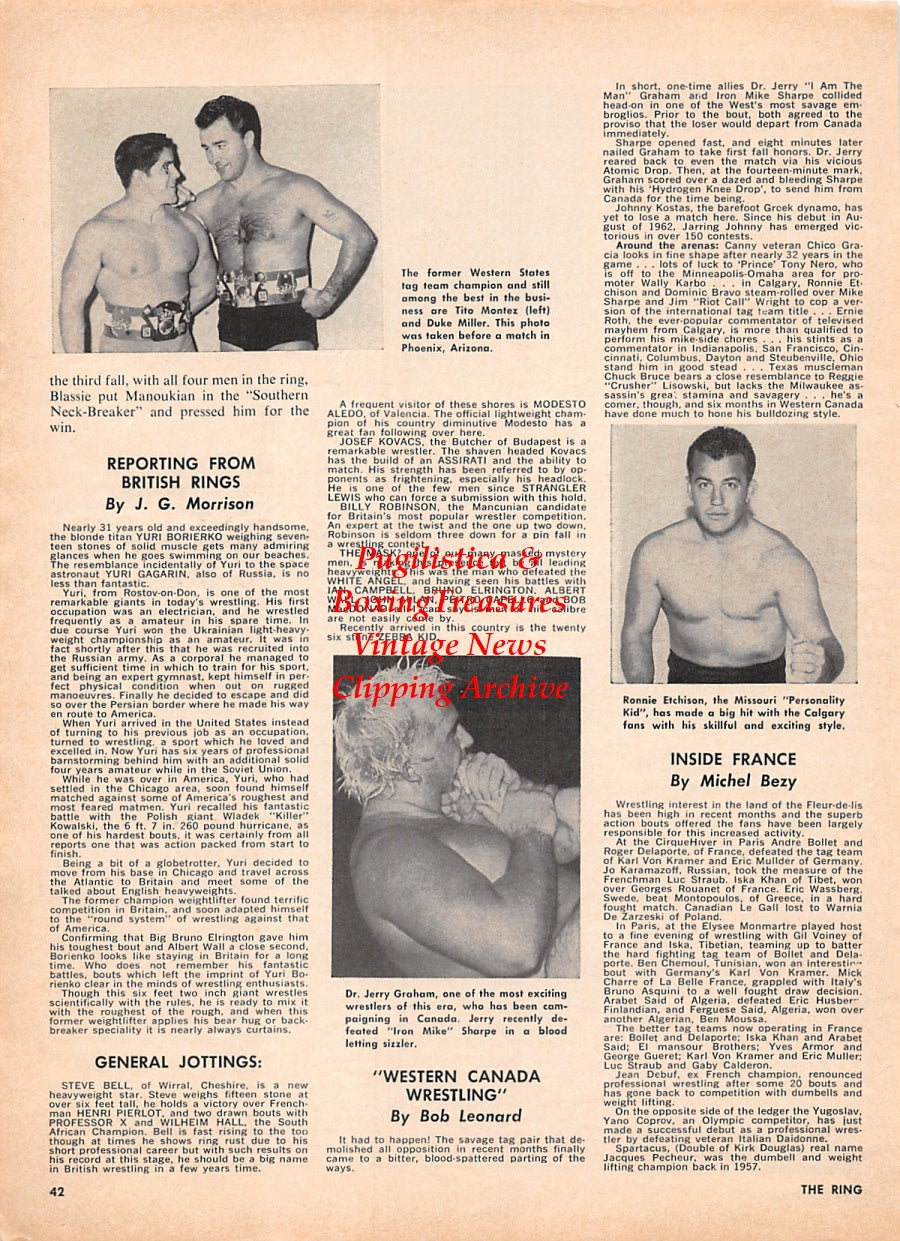 Wrestling News Clipping #199 - Tito Montez, Duke Miller, Dr. Jerry Graham, Ronnie Etchison, Joe Cornelius
