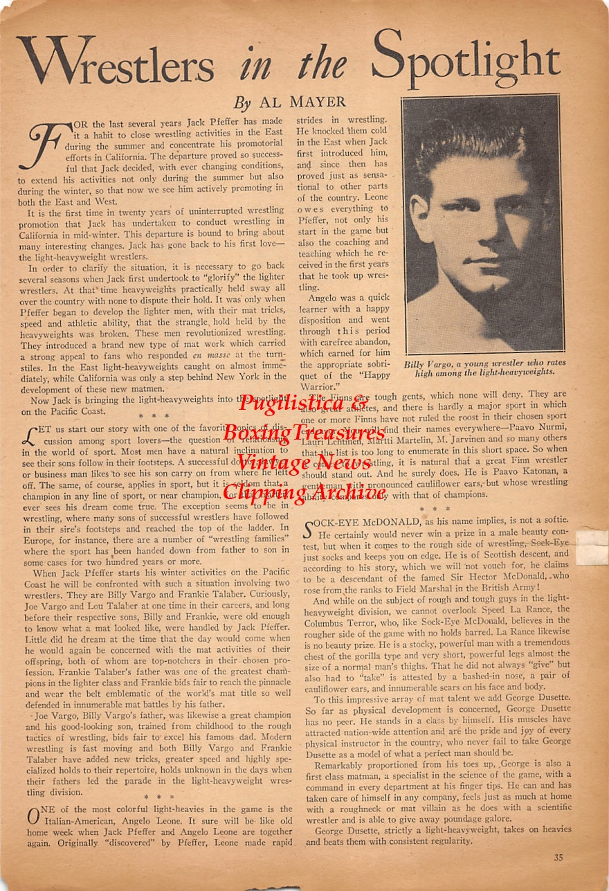 Wrestling News Clipping #207 - Billy Vargo