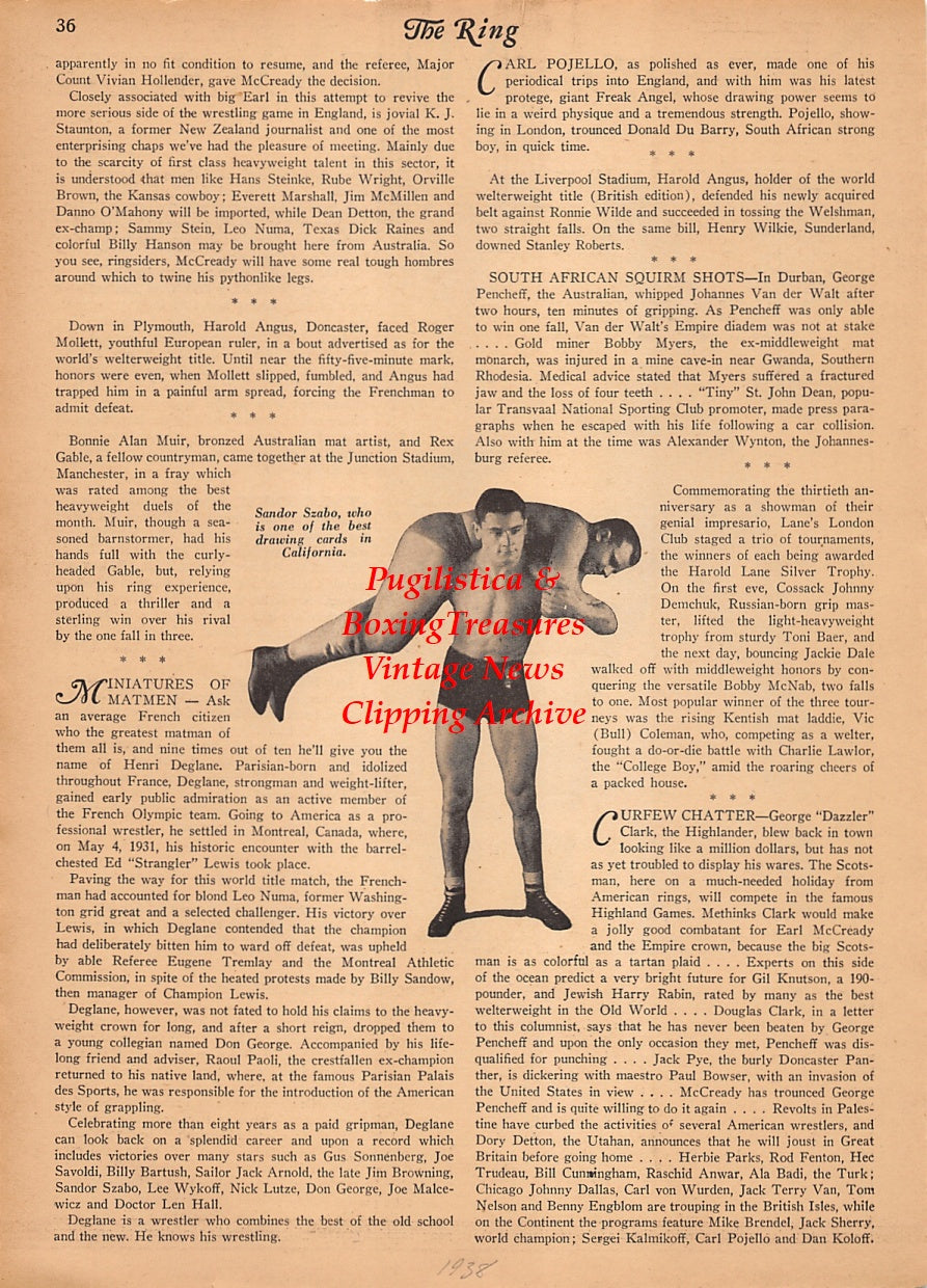 Wrestling News Clipping #205 - Bronko Nagurski, Sandor Szabo