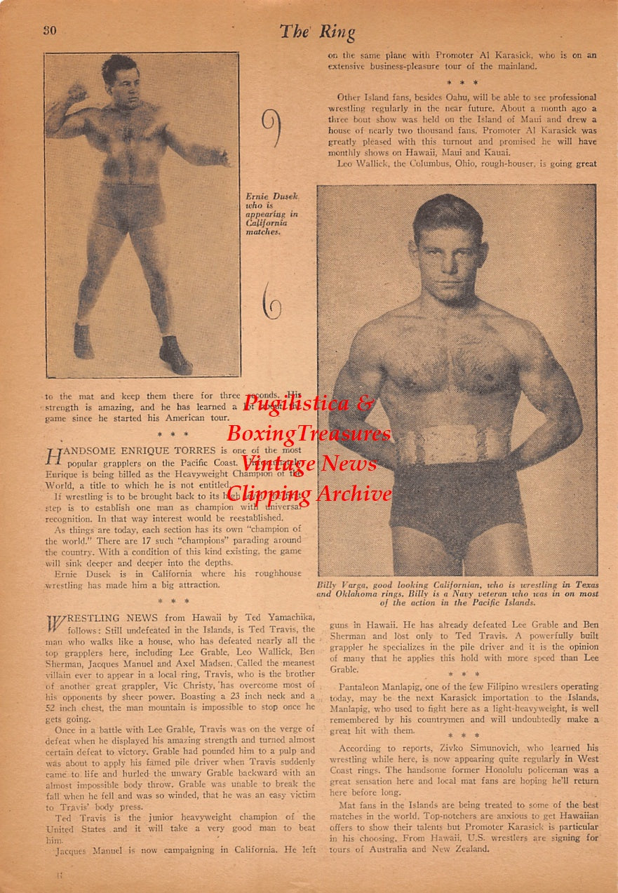 Wrestling News Clipping #229 - Whipper Billy Watson, Angelo Savoldi, Paul Boesch, Billy Varga, Ernie Dusek