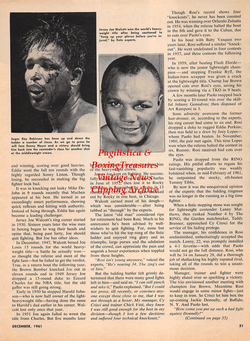 Wrestling News Clipping #184 - Johnny Heidman, Terrible Ted, Ricki Starr vs. Mike Valentine, Sugar Ray Robinson, Jersey Joe Walcott