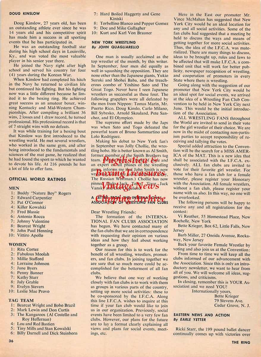 Wrestling News Clipping #186 - Count Billy Varga, June Byers