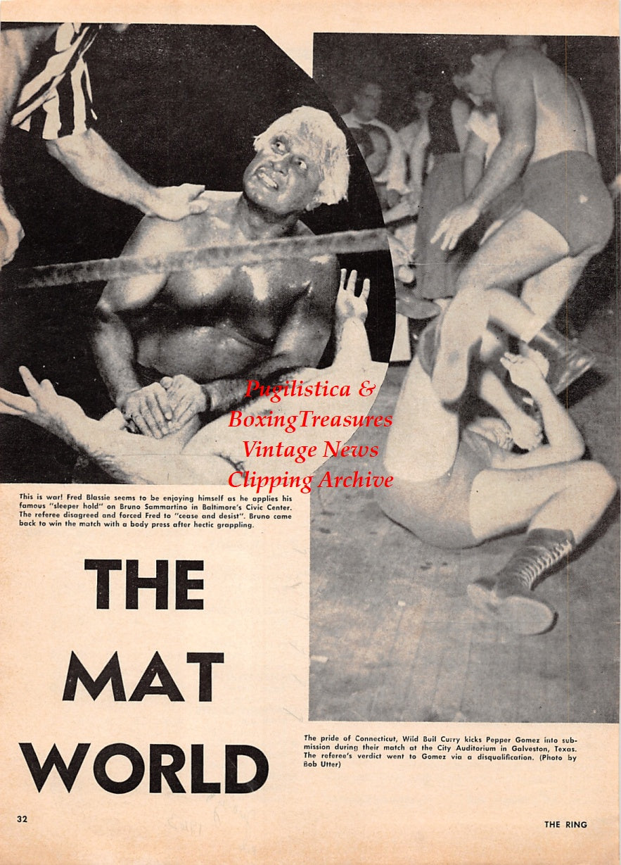 Wrestling News Clipping #176 - Fred Blassie vs. Bruno Sammartino, Wild Bill Curry vs. Pepper Gomez