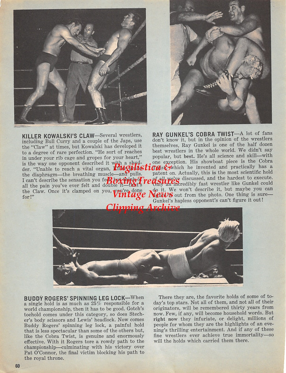 Wrestling News Clipping #113 - Killer Kowalski, Ray Gunkel, Buddy Rogers, Verne Gagne, Crusher Lisowski, Hans Schmidt, Dick The Bruiser