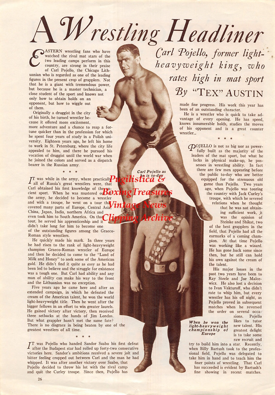 Wrestling News Clipping #141 - Carl Pojello, Jim Londos