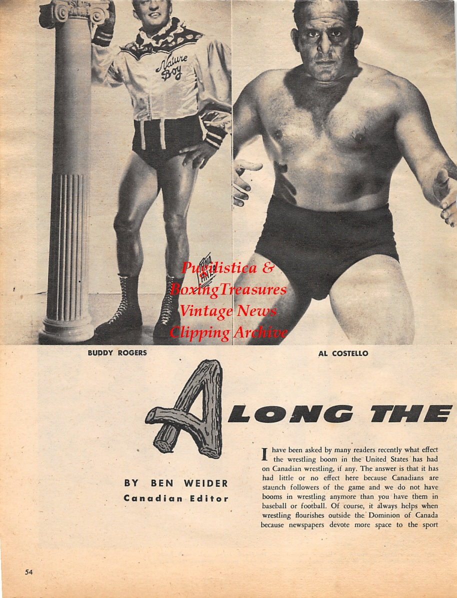 Wrestling News Clipping #87 - Vic Holbrook vs. Juan Humberto, Buddy Rogers, Al Costello