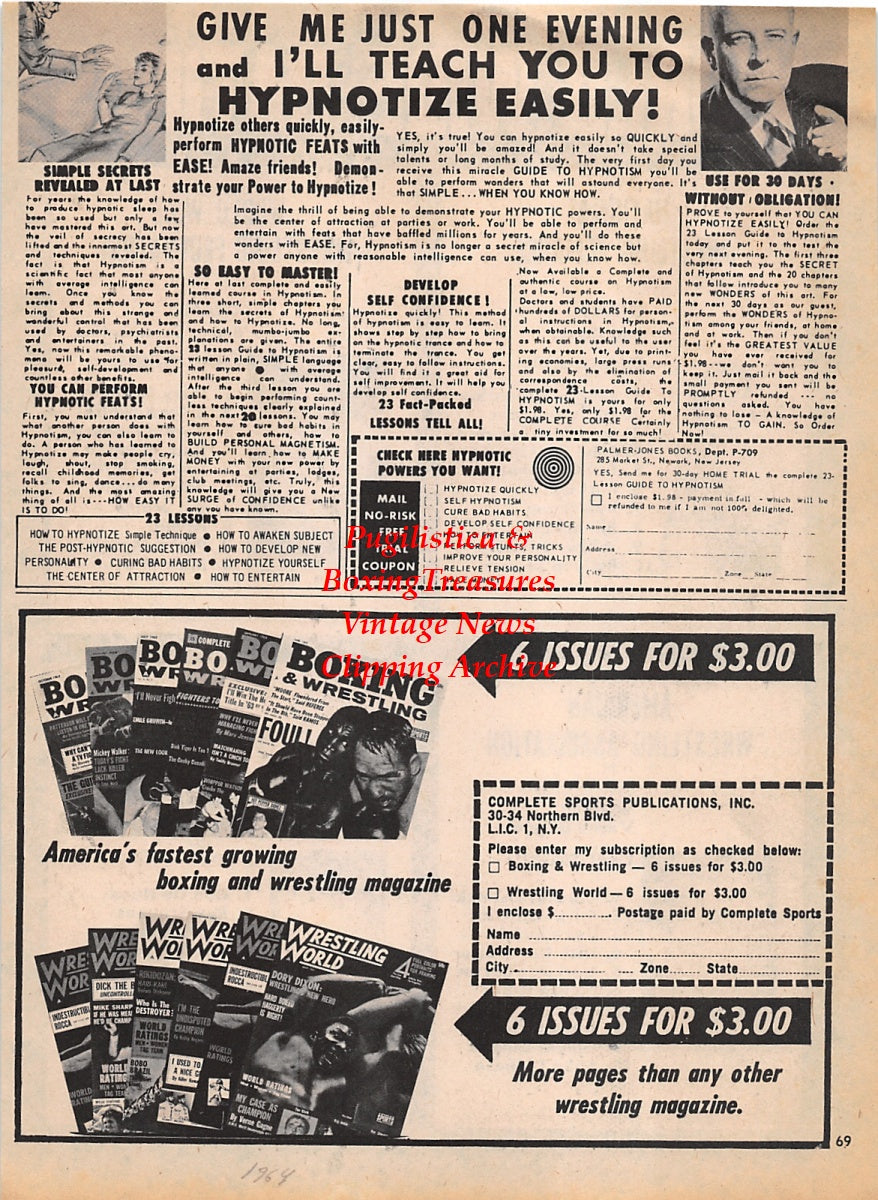 Wrestling News Clipping #64 - Lou Thesz, Bruno Sammartino, Verne Gagne, Edouard Carpentier