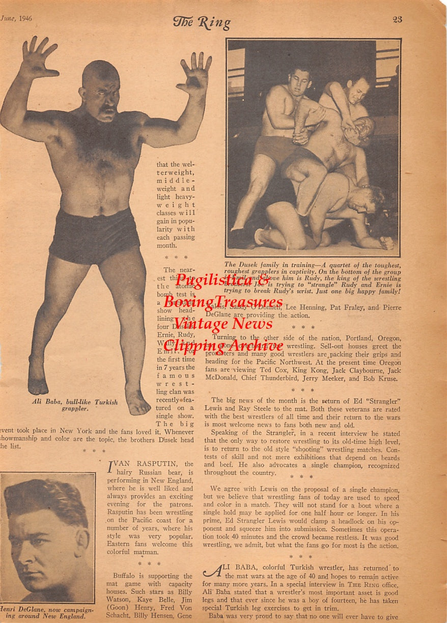 Wrestling News Clipping #246 - Ali Baba, Henri DeGlane, The Dusek Brothers, Henry Piers, Ivan Rasputin