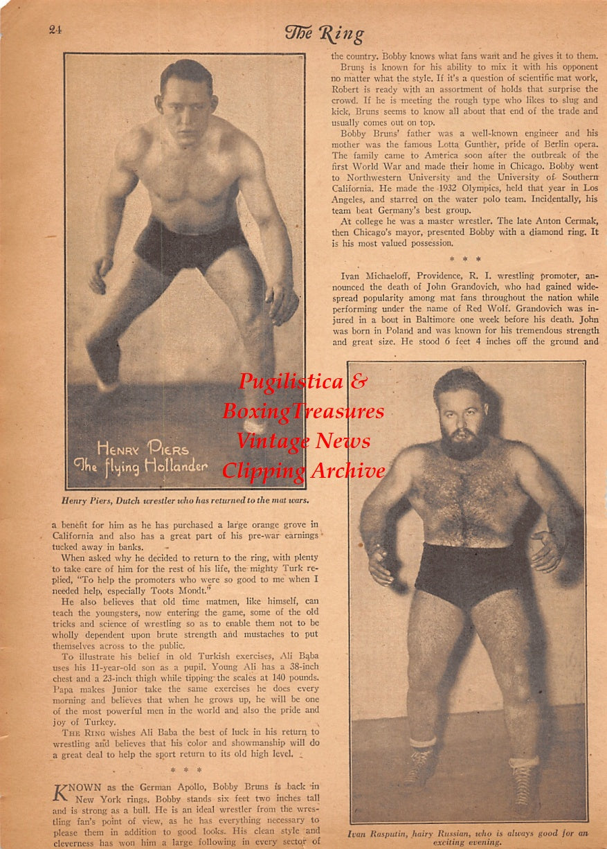 Wrestling News Clipping #246 - Ali Baba, Henri DeGlane, The Dusek Brothers, Henry Piers, Ivan Rasputin