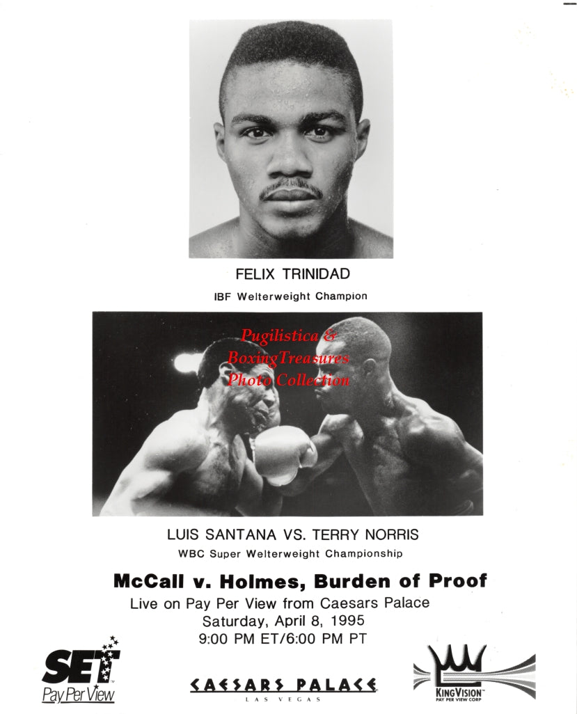 Boxing Photo #1411 - Felix Trinidad, Luis Santana vs. Terry Norris - Vintage 1995 Publicity Photograph