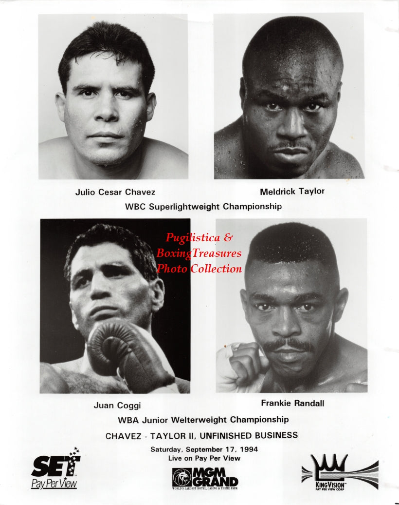 Boxing Photo #1430 - Julio Cesar Chavez, Meldrick Taylor, Juan Coggi, Frankie Randall - Vintage 1994 Publicity Photograph