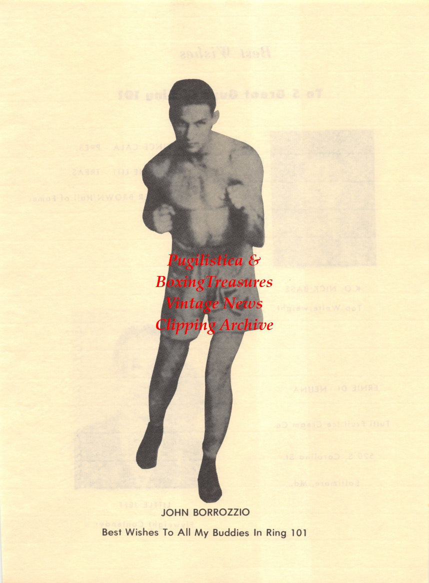 Boxing News Clipping #2671 - John Borrozzio, K.O. Nick Bass, Little Jeff