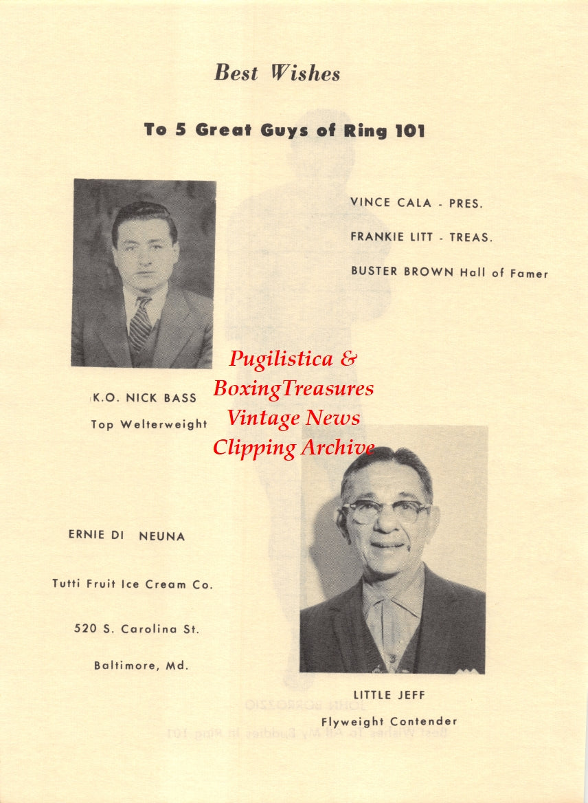 Boxing News Clipping #2671 - John Borrozzio, K.O. Nick Bass, Little Jeff