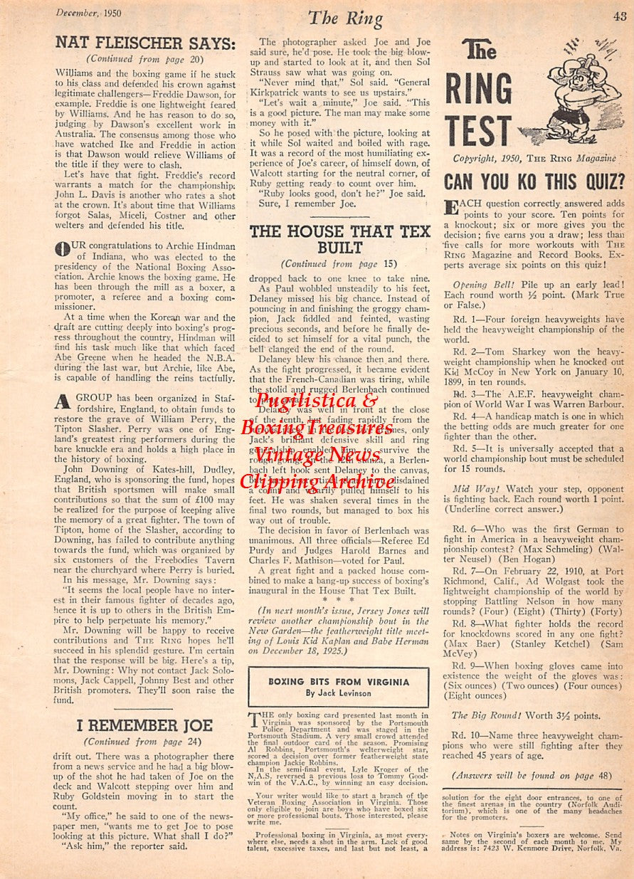 Boxing News Clipping #2582 - John L. Davis