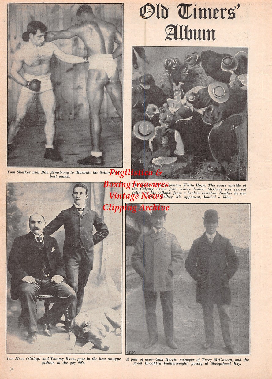 Boxing News Clipping #2578 - Tom Sharkey, Bob Armstrong, Jem Mace, Tommy Ryan, Luther McCarty, Sam Harris, Terry McGovern