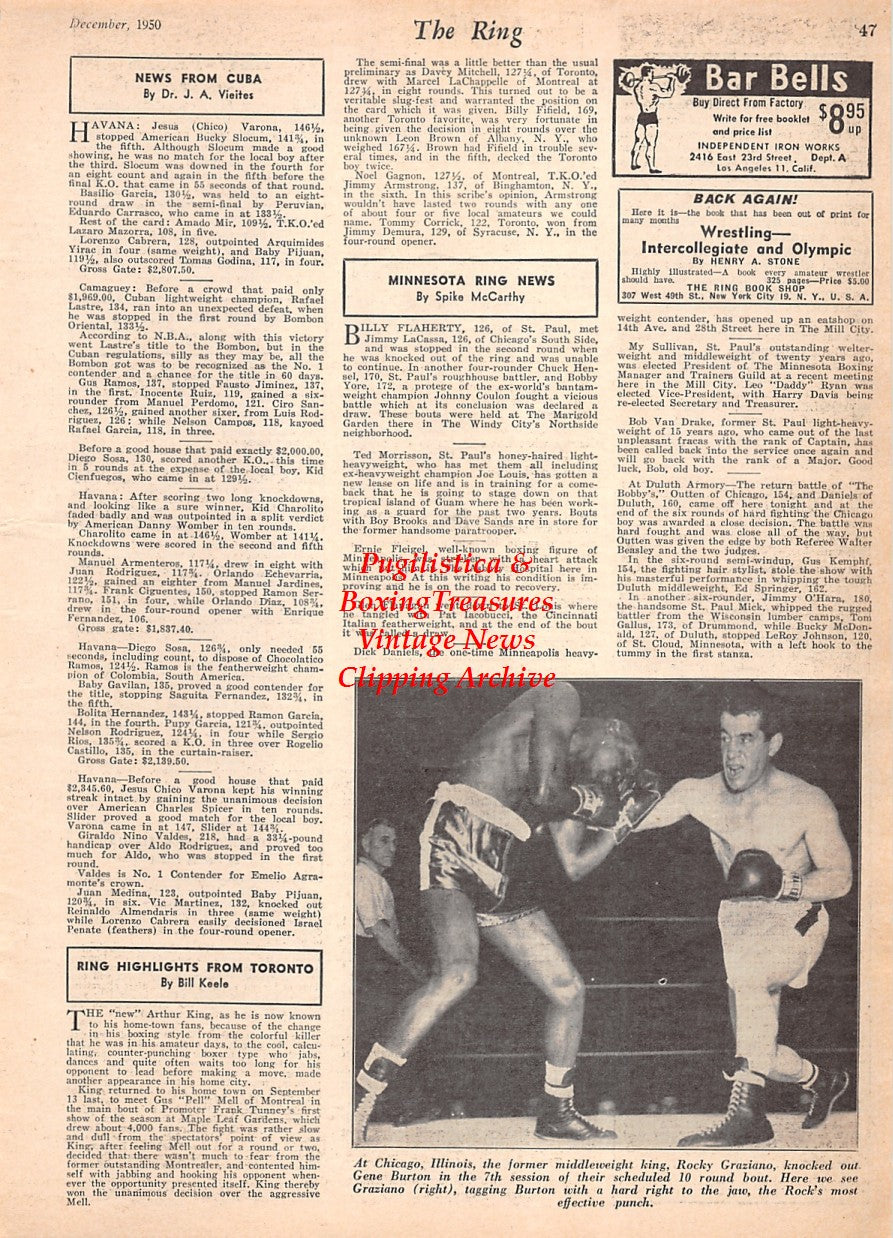 Boxing News Clipping #2584 - Rocky Graziano vs. Gene Burton