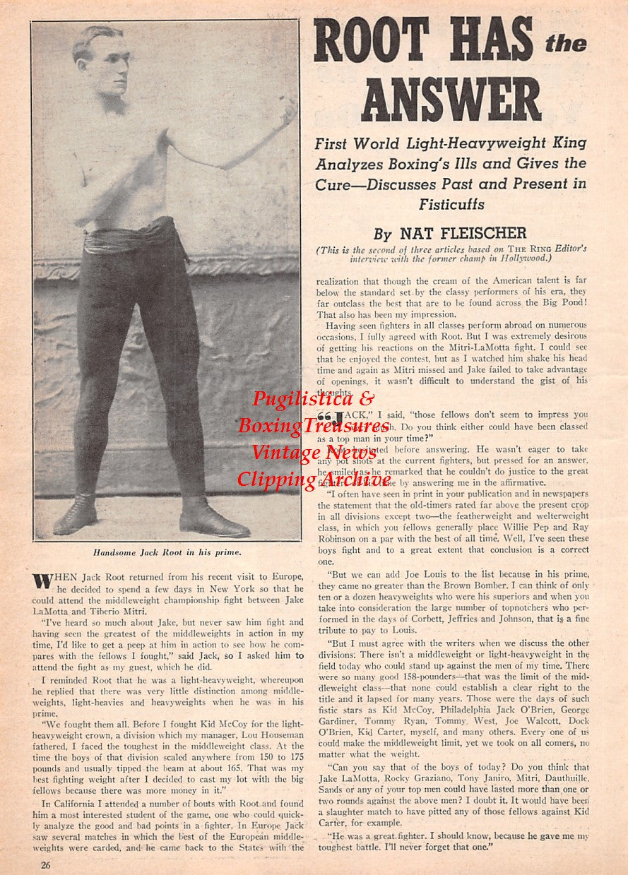 Boxing News Clipping #2576 - Jack Root, Dumb Dan Morgan