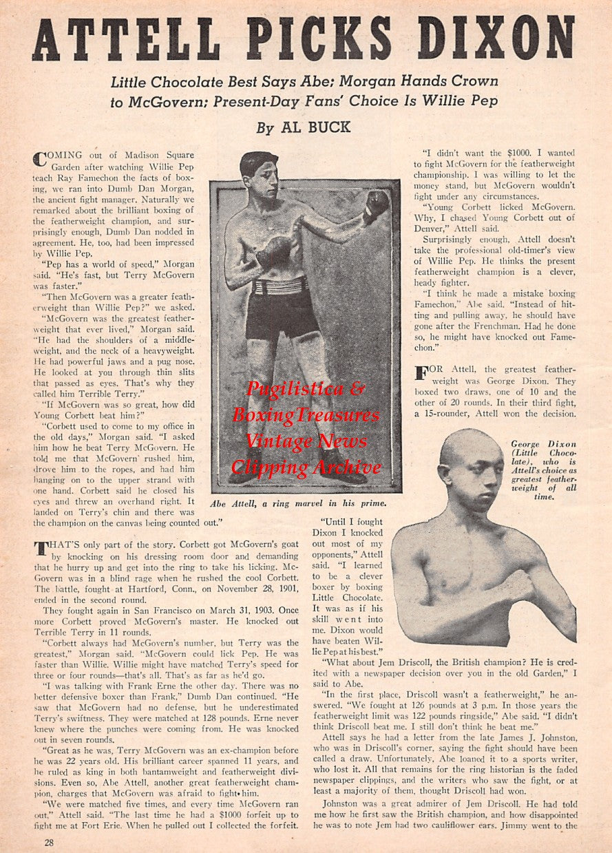 Boxing News Clipping #2577 - Abe Attell, George Dixon, Kid Carter