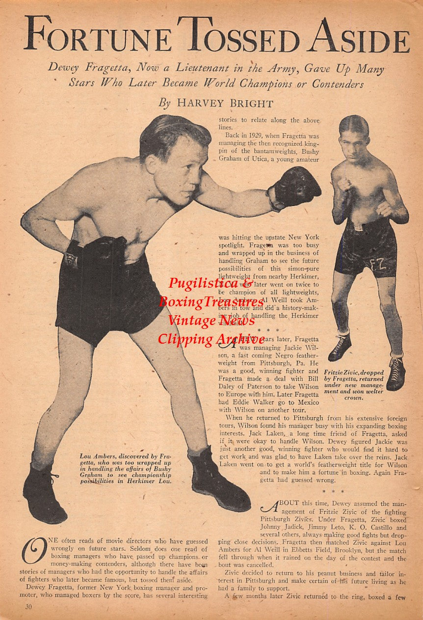 Boxing News Clipping #2523 - Lou Ambers, Fritzie Zivic