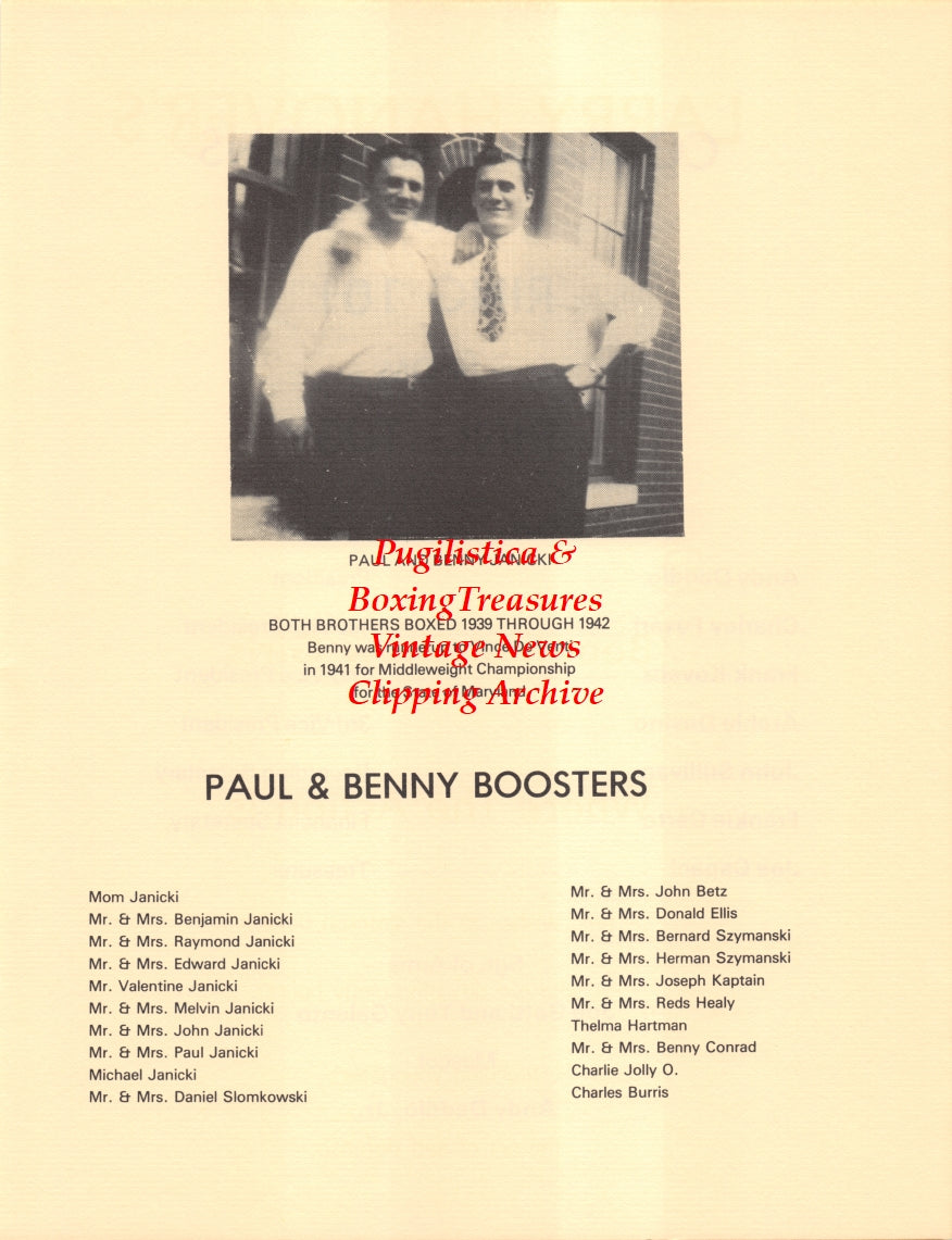 Boxing News Clipping #2684 - Paul Janicki, Benny Janicki