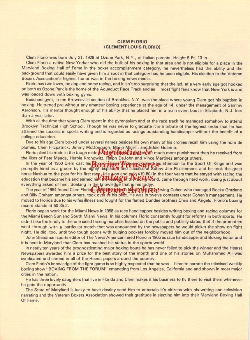 Boxing News Clipping #2660 - Henry Moulden, Clem Florio