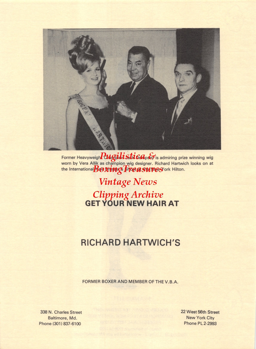 Boxing News Clipping #2670 - Frankie Litt, Jack Dempsey, Vera Allik, Richard Hartwich
