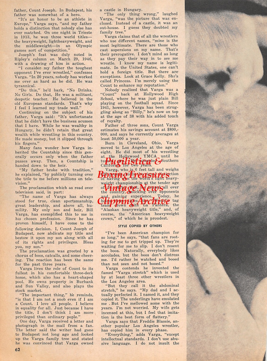 Wrestling News Clipping #123 - Count Billy Varga vs. The Preacher