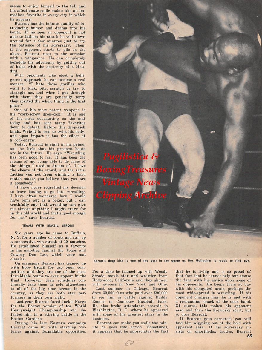 Wrestling News Clipping #127 - Bearcat Wright vs. Ray Shires and Doc Gallagher