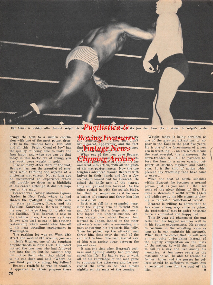 Wrestling News Clipping #127 - Bearcat Wright vs. Ray Shires and Doc Gallagher