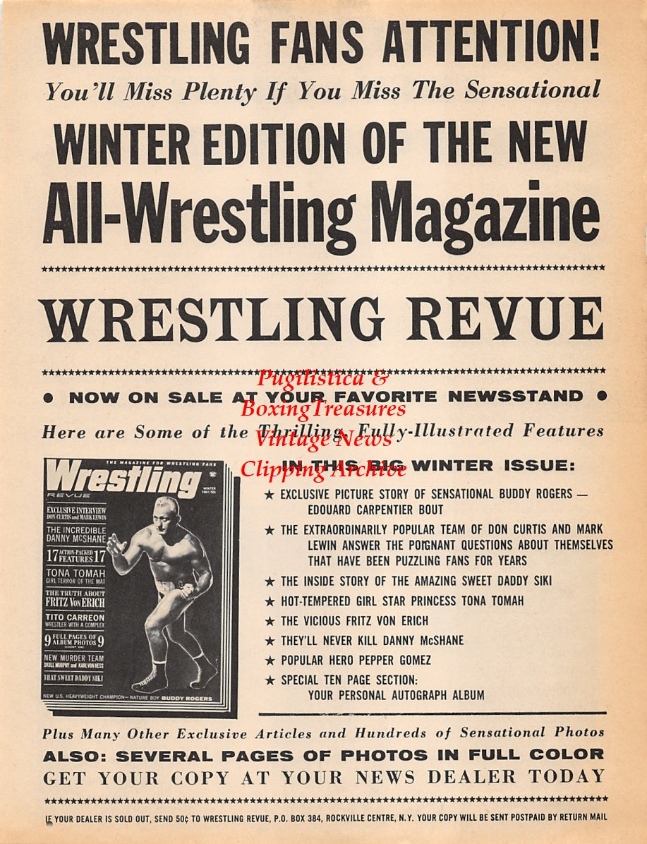 Wrestling News Clipping #30 - Bull Curry vs. Maurice Vachon
