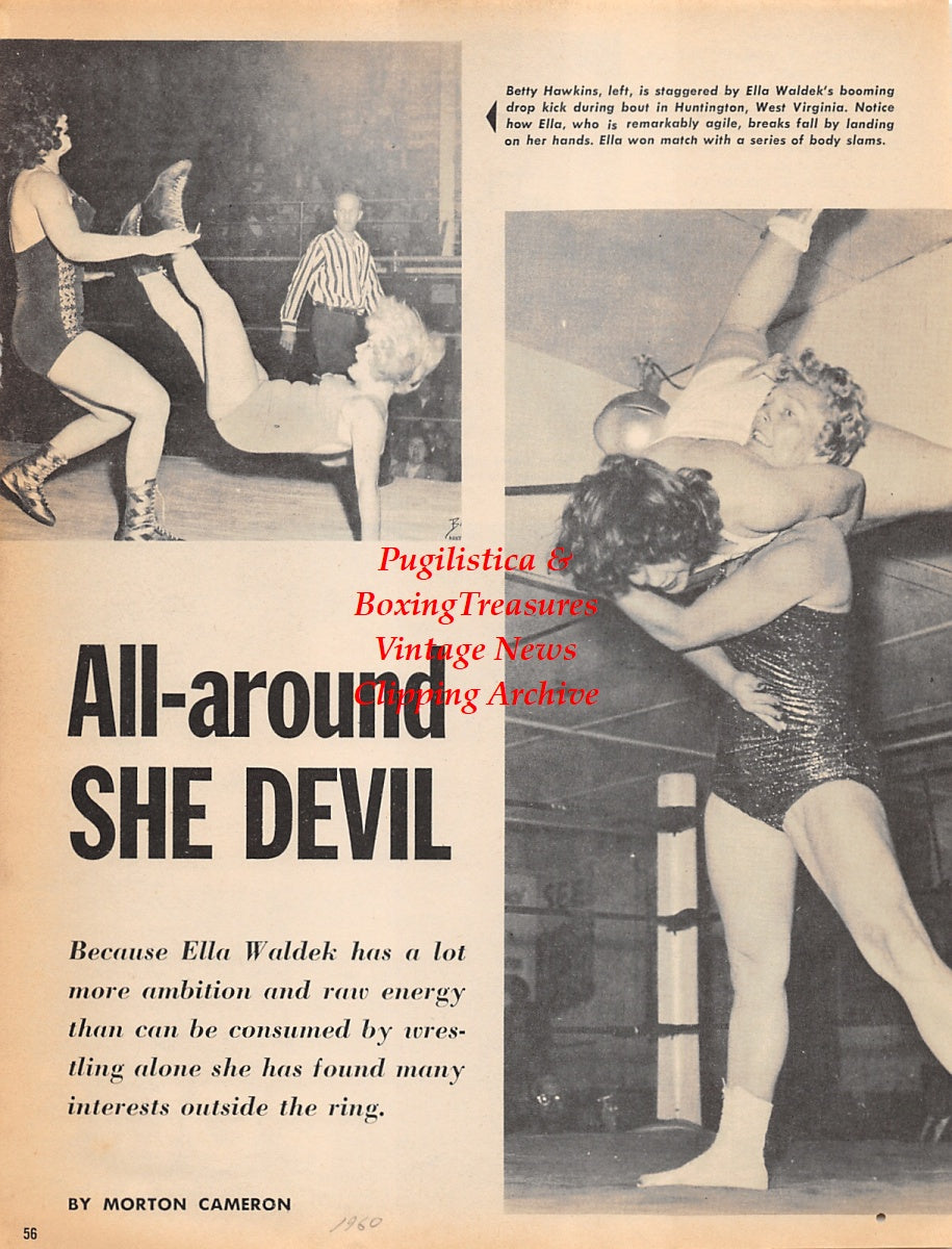Wrestling News Clipping #31 - Bull Curry vs. Maurice Vachon in Montreal, Ella Waldek, Betty Hawkins, Rita Wentworth