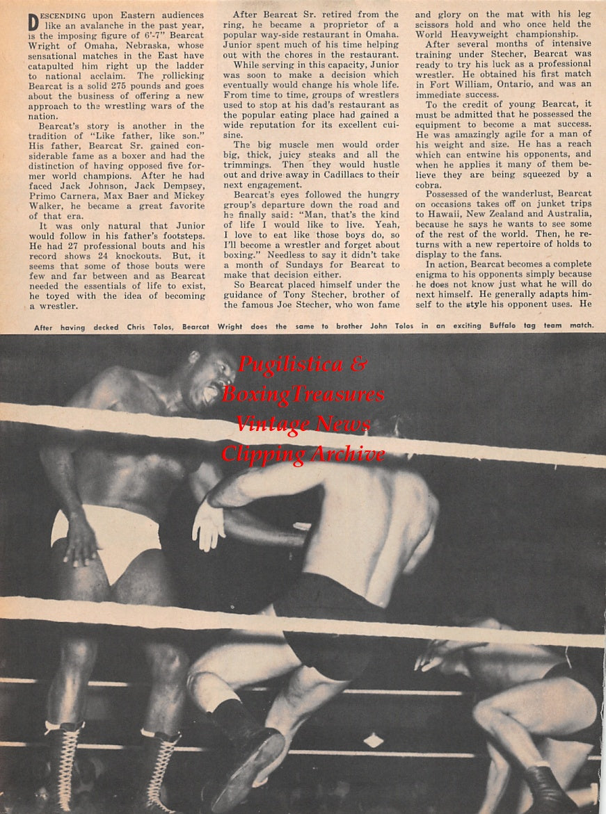 Wrestling News Clipping #126 - Bearcat Wright, Chris Tolos, John Tolos
