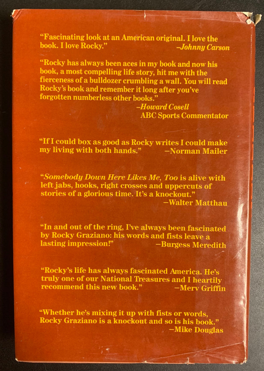 Rocky Graziano : Somebody Down Here Likes Me To - 1981 Boxing Book - Hardcover 1st Edition